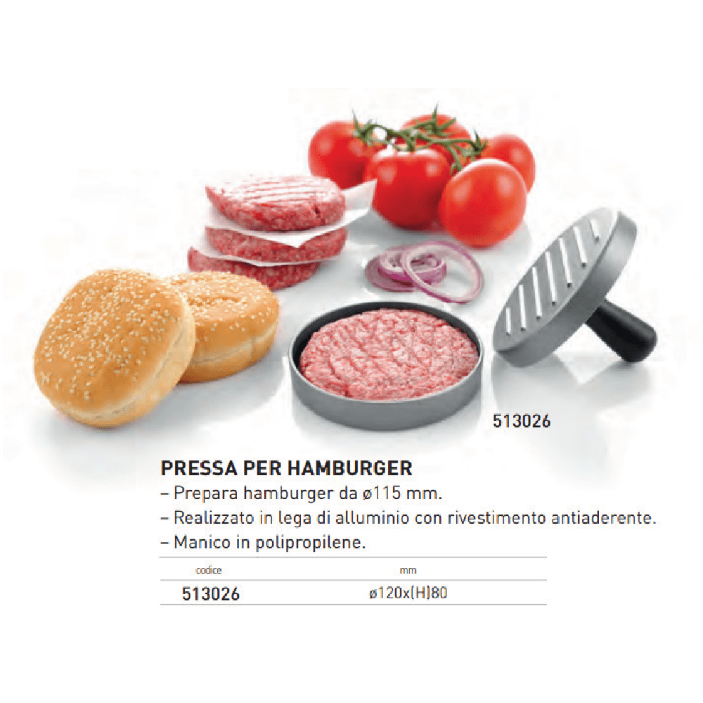 Pressa per hamburger in alluminio, manuale – cod. 513026
